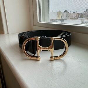 Massimo Dutti Leather Double Buckle Horsebit belt - Size Small